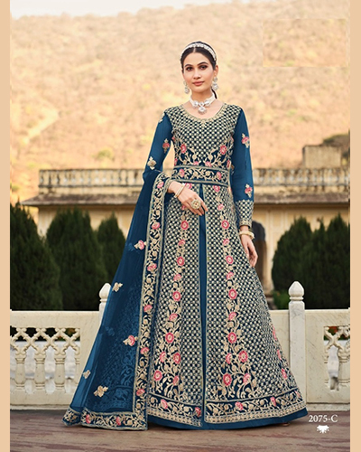 Blue Indian Pakistani Bridal Gown Anarkali Suit In Net SFVPL18806 –  ShreeFashionWear