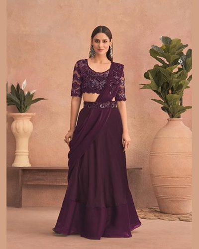 AMOHA C-1919 EXCLUSIVE READYMADE LEHENGA WITH DESIGNER CROP TOP AND DUPATTA  - textiledeal.in