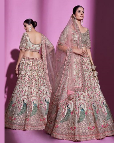 Fine Orange and Pink Engagement Designer Lehenga Choli -